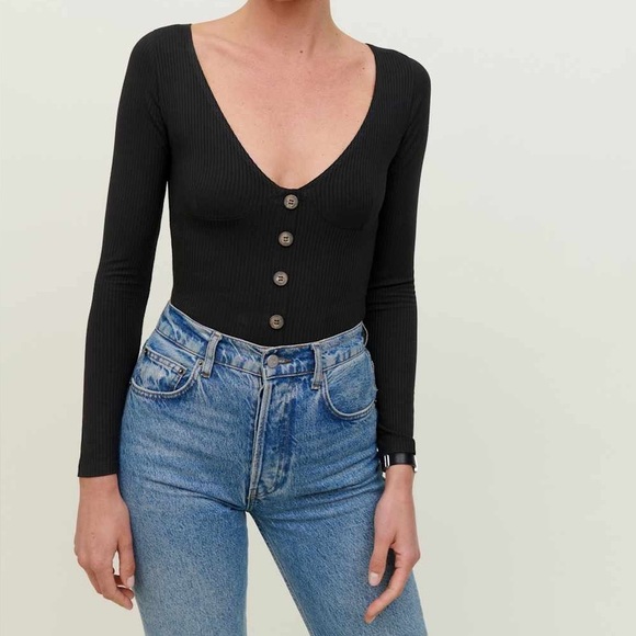REFORMATION Virgil Knit Long sleeve Top in Black Sz. Small - Picture 8 of 11